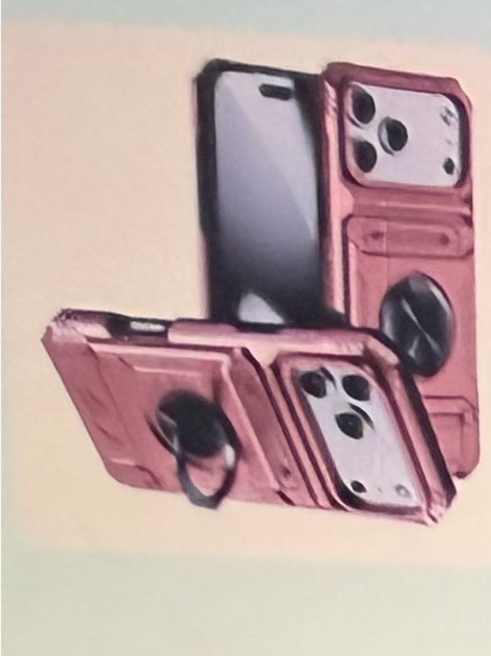Protective Rose Gold Phone Case with Ring Grip